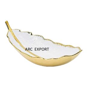 Nouveau Design moderne feuille d'or bol décoratif fruits bols de service feuille décoration bols en métal pour la maison ustensiles de cuisine accessoires - Product Image 1