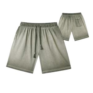 Shorts pour hommes en coton 100% de style streetwear personnalisé, 420g, coupe ample vintage avec cordon de serrage, effet délavé à l'acide - Product Image 1