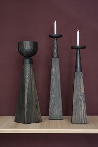 Decoraciones de mesa Antigüedades rústicas Candelabros de madera 3 piezas Base de madera de pino natural Portavelas - Product Image 3