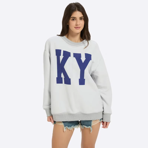 Women's Polyester/Cotton <b>Blend</b> Long Sweatshirt Custom Logo Mock Neck Full Sleeves Lightweight Pullover Autumn Winter - Product Image 5