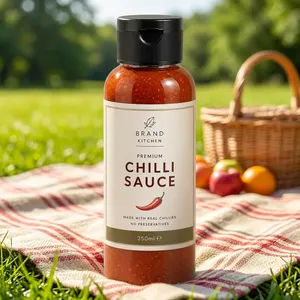 Botella de PET de 250 ml con Tapa Abatible Personalizada para Salsas, para Marcas de Alimentos, como Champú o Aceite para el Cabello, o como Herramienta de Maquillaje - Product Image 1
