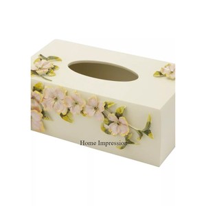 Métal de qualité exclusive couleur argent brillant poli avec des fleurs plaquées or de haute qualité boîte à mouchoirs et support décor de table - Product Image 3