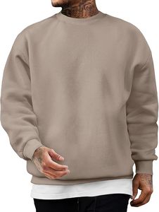 Sudadera de cuello redondo de algodón personalizada para hombre, Jersey holgado de manga larga, sudaderas cómodas para el día a día, tejido de punto anticontracción - Product Image 2