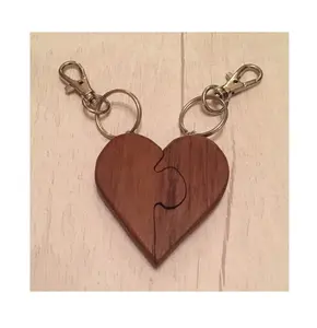 Gỗ Keychain Mới Nhất Câu Đố Thiết Kế Hình Trái Tim Tốt Nhất Cho Các Cặp Vợ Chồng Bằng Gỗ Keychain Cho Xấu Phụ Kiện