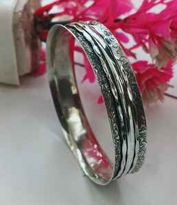 Brazalete de moda Vintage para mujer, chapado en plata 925, textura única de las Bahamas, brazalete apilable Spiner, latón Cristiano - Product Image 3