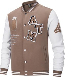 2026 chaqueta Varsity de lana para hombre, diseño de béisbol transpirable, logotipo frontal, lona, calle alta, Letterman de talla grande para primavera - Product Image 2