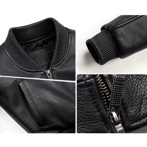 Design High Quality Waterproof Breathable Leather <b>Jacket</b> for Men Stand Collar Front Logo OEM Service Custom Made High Street - Product Image 4