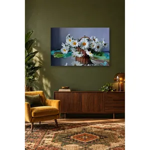 Bouquet de marguerites Fida dans un panier en osier, impression sur toile - Product Image 3