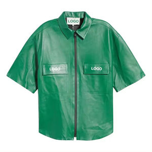 Camisa de cuero con detalles finos y diseño de corte Delgado, hecha para hombres, ropa casual y elegante. - Product Image 1