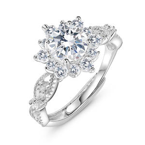 Jeulia Vintage Halo <b>Snow</b> Open Ring-Milgrain Sterling Silver Round Cut Gemstone Fashion Ring - Product Image 2
