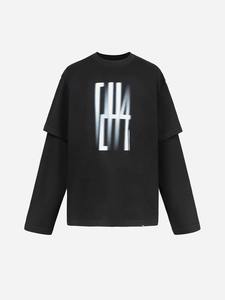 Camiseta de manga larga de estilo sólido transpirable de secado rápido de algodón 100% para hombre, nueva Camiseta de punto de doble capa de peso pesado personalizada - Product Image 3