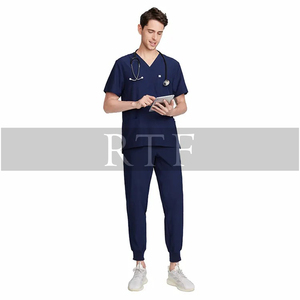 Uniformes médicos de LICRA antiabsorbentes con cuello en V personalizados, opciones de talla grande, hasta la rodilla, Top de Hospital, Jogger, conjuntos de uniformes de enfermería - Product Image 4