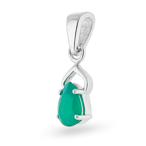 Pendentif goutte d'eau en onyx vert taillé en poire 4x6mm, argent sterling plaqué rhodium, bijoux minimalistes unisexes, meilleur prix, 0,95g, Rhaya - Product Image 2