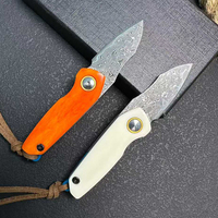 Couteau de poche pliable sans verrouillage BoChen en os de vache teinté, avec lame en acier Damas VG10, couteau de survie EDC pour l'extérieur