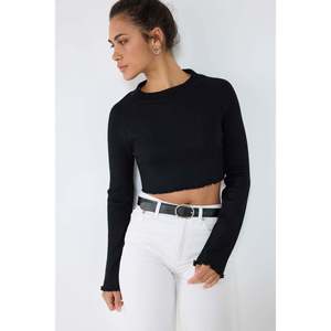 Top Corto de Punto Acanalado con Cuello Redondo Estilo Casual - Product Image 2