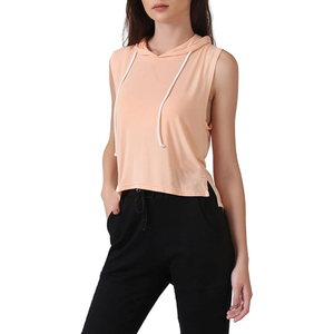 Sudaderas con capucha sin mangas transpirables para mujer con logotipo personalizado sudaderas con capucha de gimnasio de secado rápido holgadas deportivas informales para mujer - Product Image 3