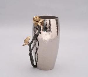 Exquisite Silver Metal Floral <b>Vase</b> Sleek Contemporary Design Perfect Gift Idea <b>For</b> Housewarming Weddings Or Special Occasions - Product Image 3