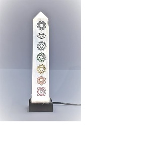 คุณภาพเยี่ยมและขายดีที่สุดบนโซฮา อาเกต หินธรรมชาติ เซเลไนต์ คริสตัล ทาวเวอร์ โคมไฟ พร้อมลายเจ็ดจักระ สำหรับเป็นของขวัญ - Product Image 2