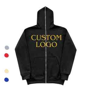 Hombres Cremallera Sudadera con capucha Casual Algodón Fleece Full Zip Up Chaqueta Oversized Streetwear Moda Venta al por mayor Gimnasio Entrenamiento Activewear Estilo - Product Image 2