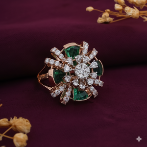 Anillo de Plata 925 con Diamante Moissanita y Piedra Verde - Product Image 1