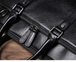 Classic Leather Laptop Messenger Korean Protective Portable Shoulder Travel Bag Durable Zipper Closure - Product Image 3