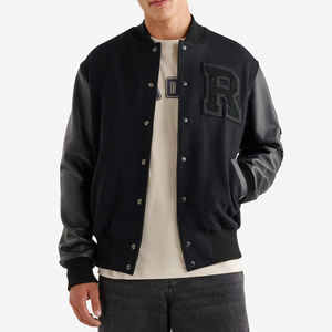 Vestes universitaires en laine noire avec logo personnalisé de haute qualité pour adultes style décontracté vente en gros veste de baseball pour hommes - Product Image 1