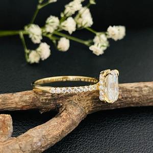 Bague de fiançailles solitaire en or massif 14 carats 1.50 ct CVD avec diamant radiant, bague solitaire en diamant cultivé en laboratoire coupe radiante 1.50 ct - Product Image 3