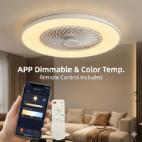 Ventilateur de plafond intelligent avec lumière musicale, haut-parleur Tuya WiFi, lampe LED encastrée RGB à intensité variable avec télécommande et commande vocale
