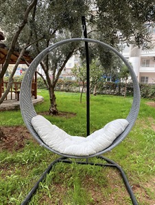 Grand lit à balançoire hamac style bohème pour adulte cordon en coton macramé suspendu intérieur extérieur couleur grise tissé à la main balançoire de lit - Product Image 4