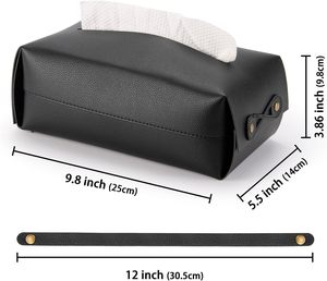 Caja de pañuelos de cuero PU Rectangular moderna, 9,84x5,51x3,86, organizador de tocador de baño con soporte de Metal decorativo - Product Image 2
