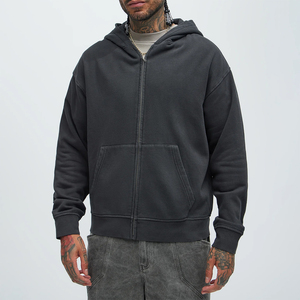 Sweat-shirt à capuche pour homme en coton lourd de qualité supérieure, surdimensionné, streetwear, fermeture éclair, impression numérique, broderie - Product Image 5