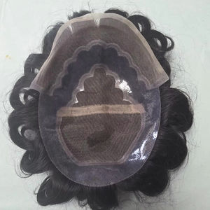 Peluca de Cabello Humano con Frente de Encaje para Hombres, con Ondas Naturales y Estilos Rizados, Parches de Cabello Indio Suave - Product Image 1