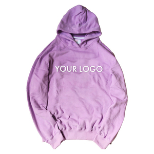 Fabricante al por mayor invierno Puff impresión sin cadena borde de corte sudaderas con capucha logotipo personalizado liso teñido pesado 100% algodón dobladillo crudo - Product Image 6
