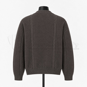 Cárdigan de punto grueso para hombre con cuello en V, abotonado, de manga larga, mezcla de lana, informal, para invierno. - Product Image 2