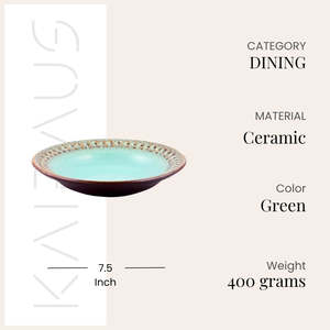 Juego de 4 Platos de Cerámica Aqua de Estilo Bohemio, 7.5 Pulgadas, para Servir Bistec, Pan, para Fiestas, Cumpleaños, Hoteles - Product Image 4