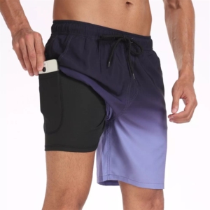 Men's Elastic Fitness Gym Shorts 5 Inch Inseam Double <b>Layer</b> Mesh Custom Compression Solid Screen Printed Logo Custom Nylon Gym - Product Image 5