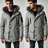 Vente en gros Veste parka d'hiver pour hommes Parka longue imperméable de qualité supérieure avec capuche en fourrure Style extérieur grande taille