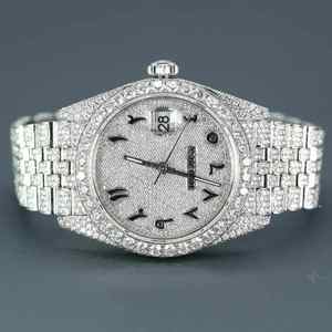 Lujo 36mm Esfera Cristal mecánico Moda árabe Encanto Reloj Totalmente automático Acero inoxidable 20mm Moissanite Diamond Iced Case - Product Image 3