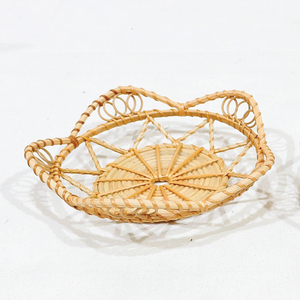 ชุดถาดเก็บของหวายตกแต่งลายดอกไม้ขอบหยักสไตล์วินเทจ - Product Image 6