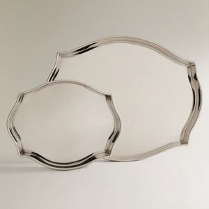 Plateau de service en métal, plateau de service haut de gamme, plateau en acier inoxydable poli, plateau de service en métal réutilisable - Product Image 1