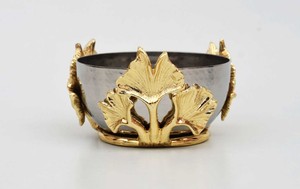 Bol en céramique jetable fait main, centre de table décoratif en laiton poli avec tige d'orchidée argentée, style japonais, écologique - Product Image 2