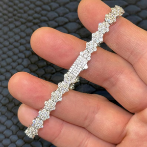 Brazalete de Tenis con Eslabones de Flores con Incrustaciones de Diamantes de Imitación VVS, Plata de Ley 925, Joyería de Diseño - Product Image 5