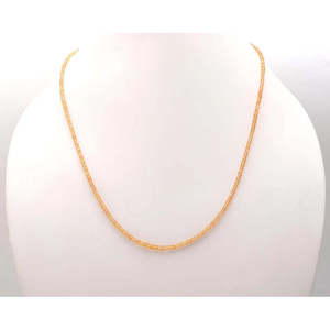 Collier fin en argent sterling 925 avec perles rondes facettées en saphir orange de 2,5 à 3 mm, 16 pouces - Product Image 1