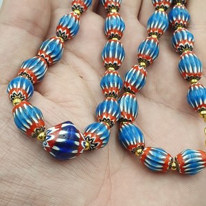 Antique Venetian-Inspired Blue Chevron Glass Beads Multilayered Striped Beads for Jewelry <b>Crafting</b> <b>Crystal</b> Lampwork Wholesale - Product Image 3