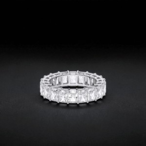 Anillo de banda de eternidad de diamante de corte radiante cultivado en laboratorio de 4,00 quilates de quilates hecho en oro sólido de 10K,14K,18K - Product Image 6