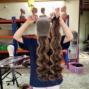 Vente en gros d'extensions de cheveux vietnamiens Remy de haute qualité Body Wave paquets à double tirage Lace Front lisse brut expédition rapide par DHL - Product Image 3