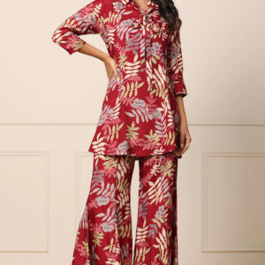 ชุดนอนผ้าไหมพิมพ์ลายดอกไม้สำหรับผู้หญิงแห้งเร็วเอวยางยืดแฟชั่นลำลองหรูหราทุกฤดู-สำหรับฤดูใบไม้ผลิฤดูร้อนฤดูหนาว - Product Image 1