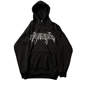 Ensemble de survêtement vintage surdimensionné délavé pour homme, sweat à capuche avec strass, survêtement 100% coton molletonné, streetwear - Product Image 1