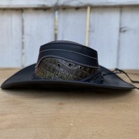 Chapeau de cowboy en cuir de vache véritable avec bande embossée crocodile, fait main, style western pour homme, vente en gros personnalisée