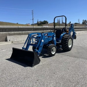 Chargeuse-pelleteuse compacte bleue LS 4x4, mini-tracteur avec godet avant et pelle arrière pour la construction agricole - Product Image 1